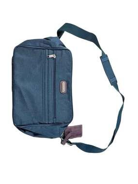 Jaguar Blue Travel Shoulder Bag with Durable Fabric and Leather Accents